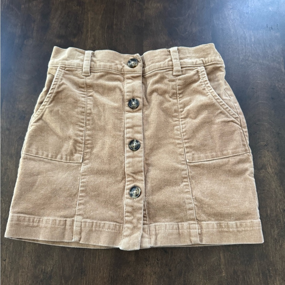 Vineyard Vines Tan Corduroy Button-Front Mini Skirt Girls Size 6